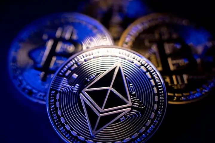 Ethereum-Coin-And-Bitcoin-In-Background-